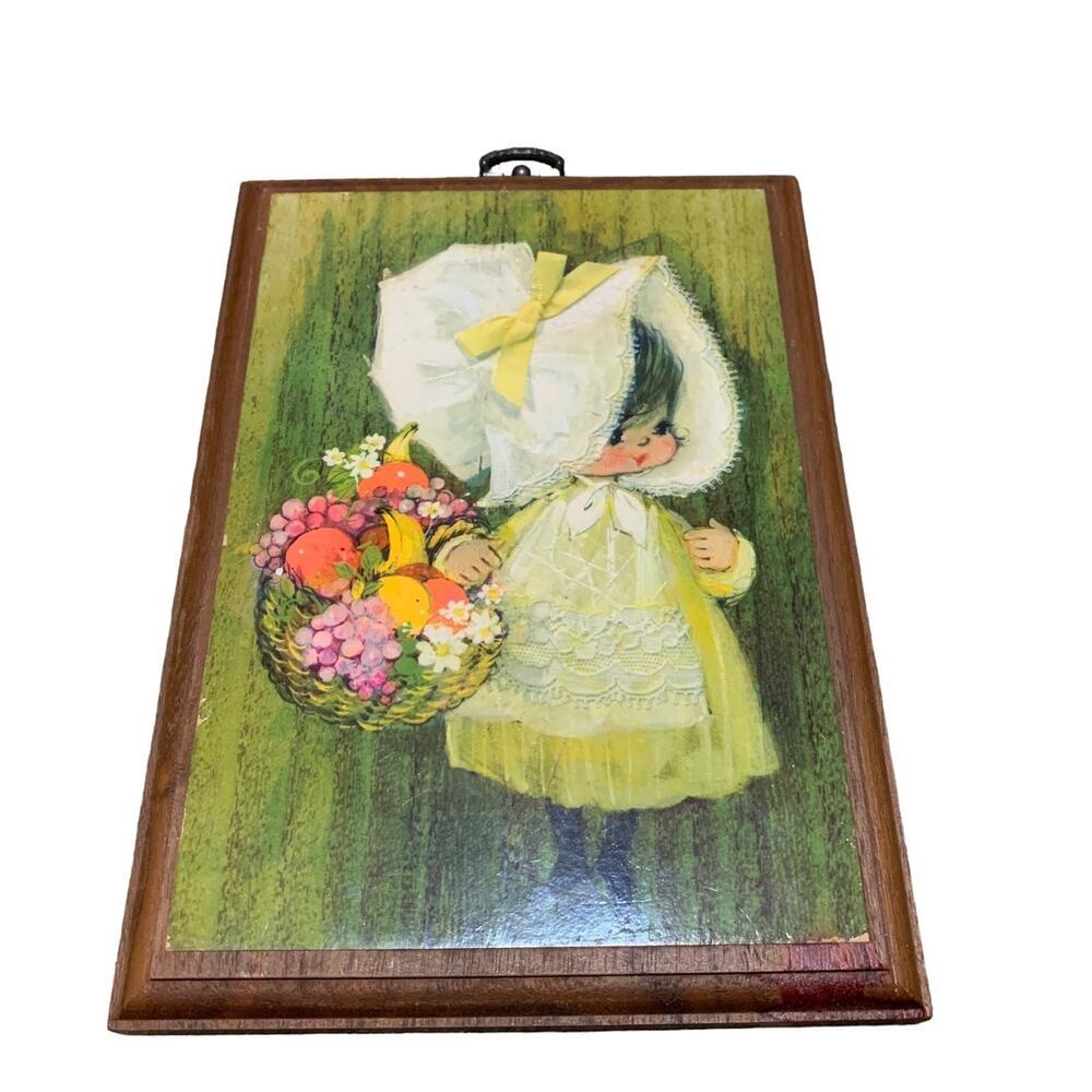 Vintage 70s Springbok Wood Original Painting Mary Hamilton “Woodtints Girl”